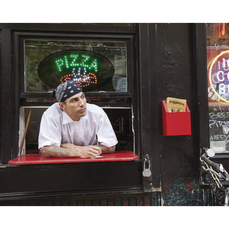 LED Oval Pizza Sign, 23 x 14, Black Frame, Green/Orange/Red/White Graphics