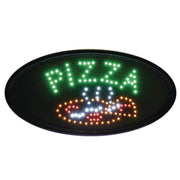 LED Oval Pizza Sign, 23 x 14, Black Frame, Green/Orange/Red/White Graphics