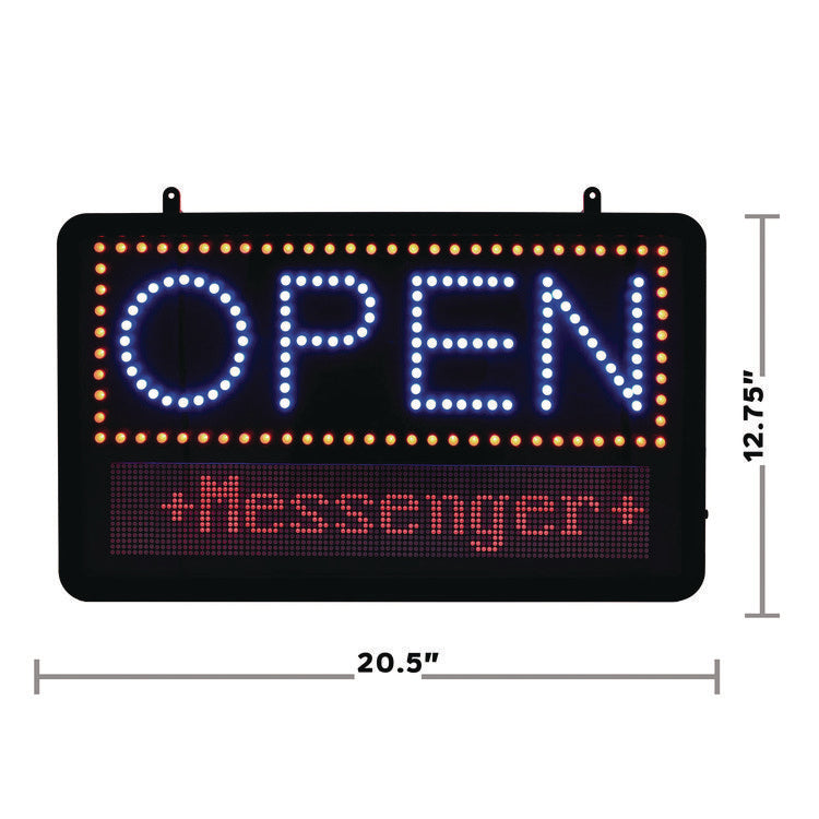 LED Programmable Message Board Open Sign, 22 x 13, Black Frame, Blue/Red Graphics