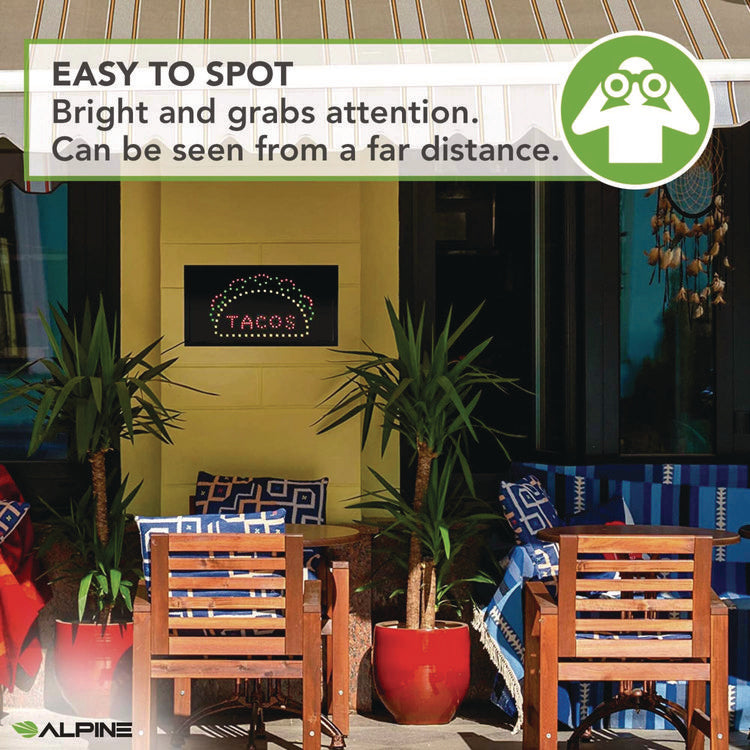 LED Rectangular TACO Sign, 19 x 10, Black Frame, Green/Red/Yellow Graphics