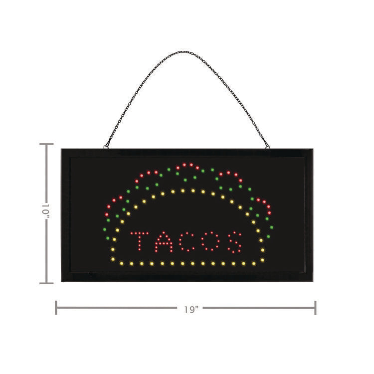 LED Rectangular TACO Sign, 19 x 10, Black Frame, Green/Red/Yellow Graphics