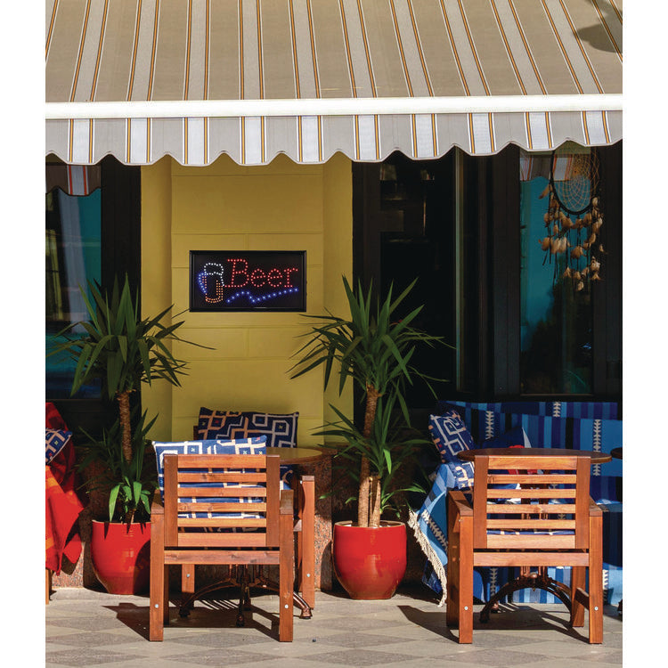 LED Rectangular Beer Sign, 19 x 10, Black Frame, Blue/Green/Orange/Red/White Graphics