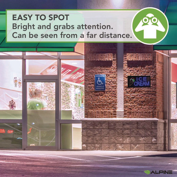 LED Rectangular Ice Cream Sign, 19 x 10, Black Frame, Blue/Green/Orange/Red/White Graphics