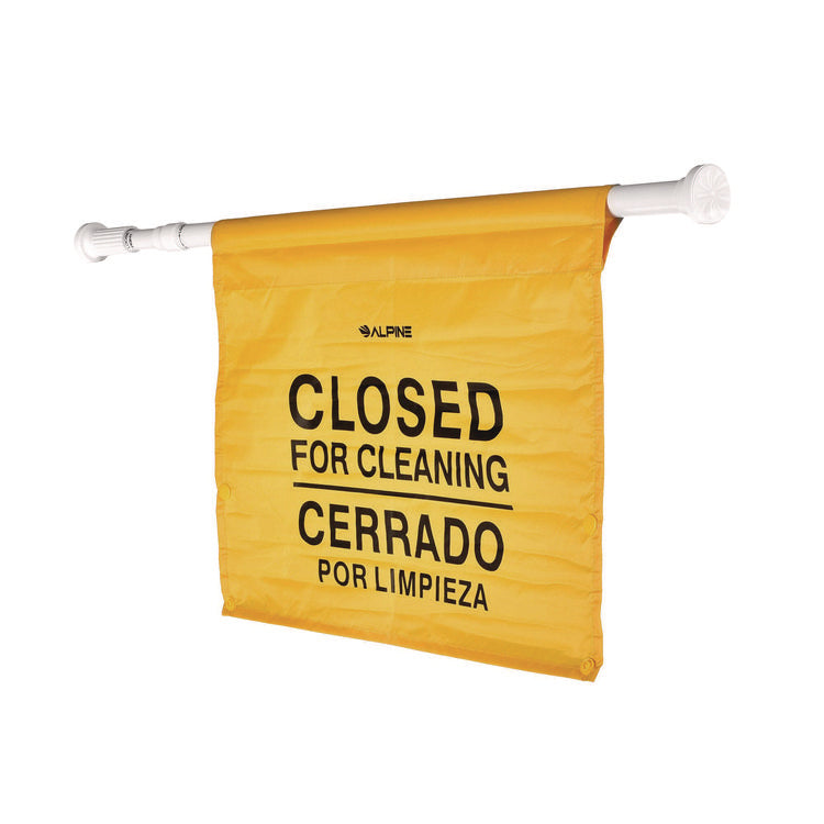 Safety Hanging Sign with Multi-Lingual Closed for Cleaning Imprint, 30.12 x 1.57 x 1.57, Yellow