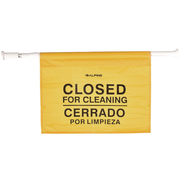 Safety Hanging Sign with Multi-Lingual Closed for Cleaning Imprint, 30.12 x 1.57 x 1.57, Yellow