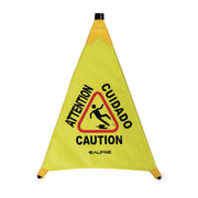 Tri-fold Multi-Lingual Pop-Up Wet Floor Sign, 2.95 x 2.55 x 30, Yellow