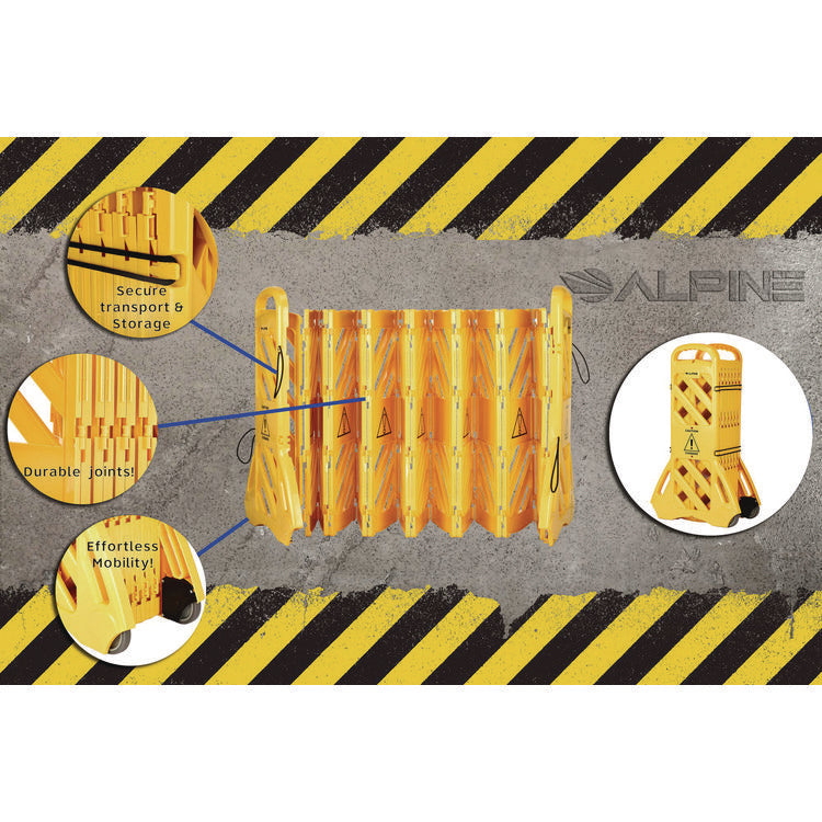 Expandable Portable Fence Barrier Safety Barricade, Plastic, 1.97 x 153.54 x 39.76, Yellow