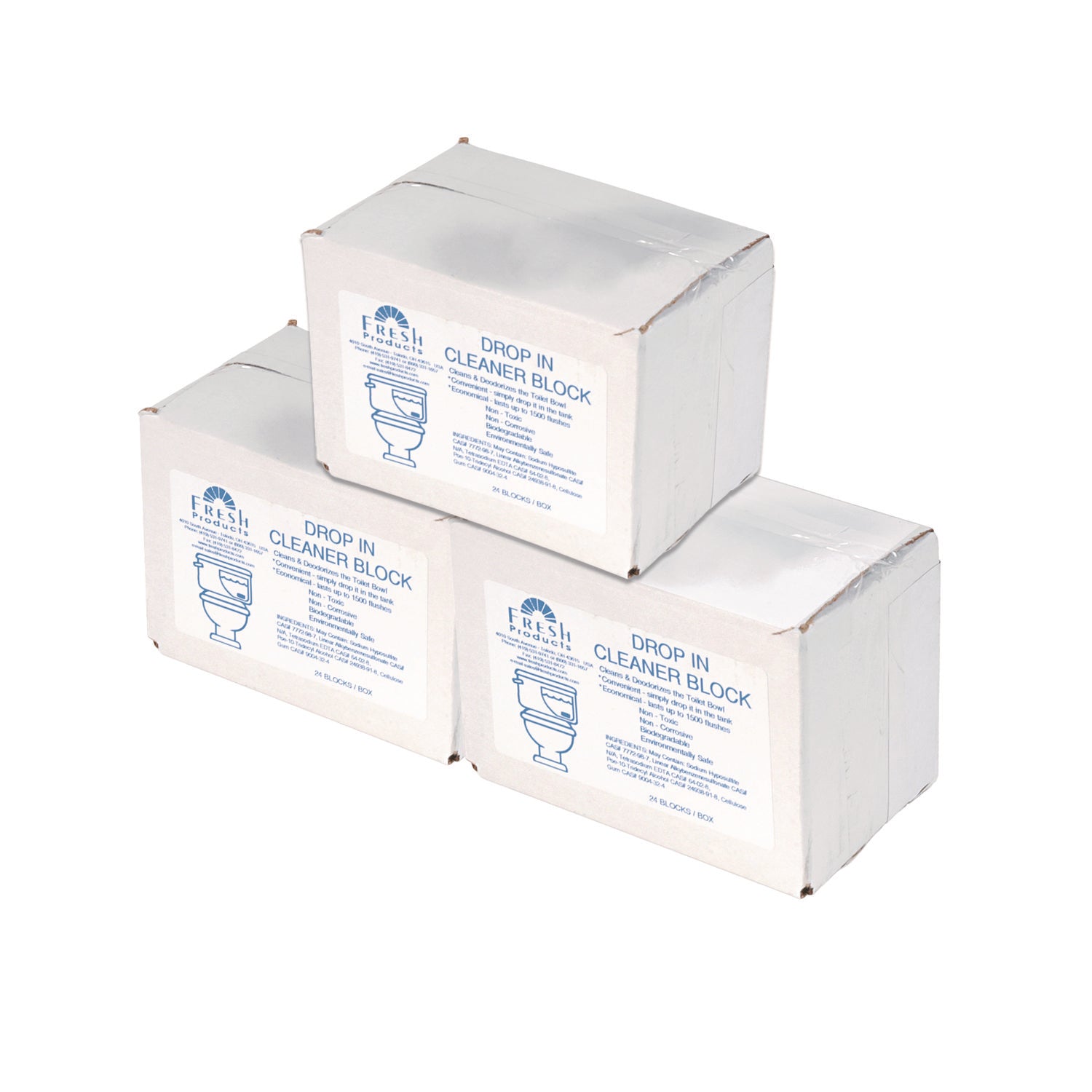 Drop-In Tank Non-Para Cleaner Block, Unscented, Blue, 24/box, 3 Boxes/carton