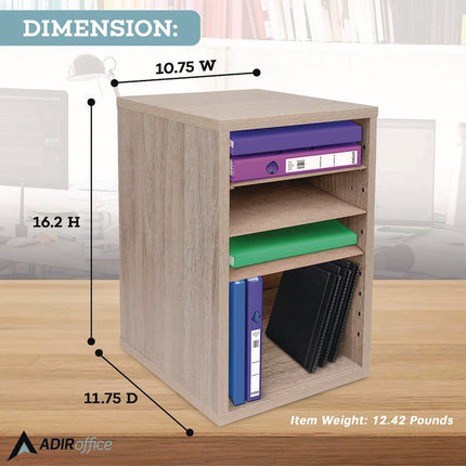11 Compartment Wood Mail Paper Sorter Literature Organizer, 11 Sections, Letter Size, 10.75 x 11.75 x 16.2, Medium Oak