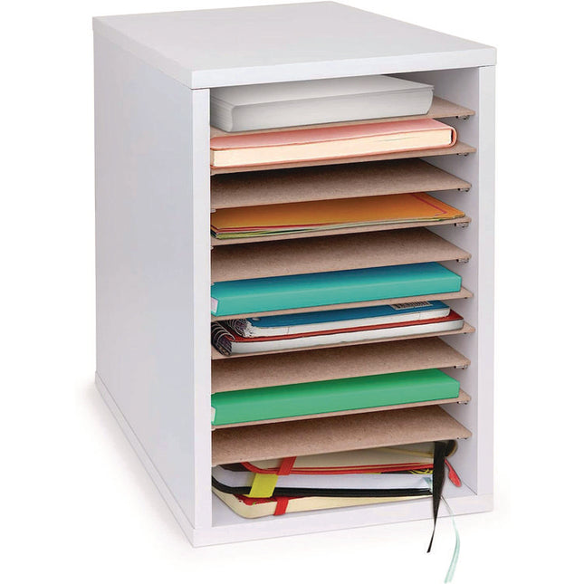 11 Compartment Wood Mail Paper Sorter Literature Organizer, 11 Sections, Letter Size, 10.75 x 11.75 x 16.2, White