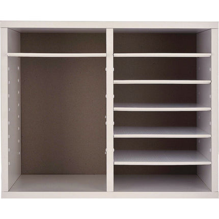 Wood Adjustable 12 Compartment Literature Organizer, 12 Sections, Letter Size, 20 x 11.8 x 16.3, White
