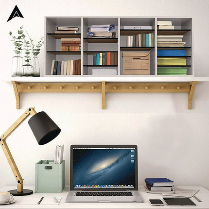 Wood Adjustable 24 Compartment Literature Organizer, 24 Sections, Letter Size, 39.3 x 11.8 x 16.3, White