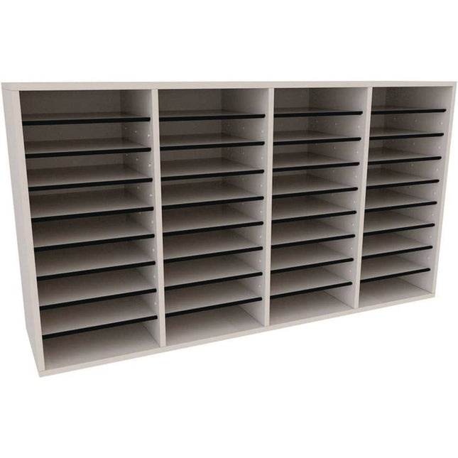 Wood Adjustable 36 Compartment Literature Organizer, 36 Sections, Letter Size, 39.3 x 11.8 x 23.9, White