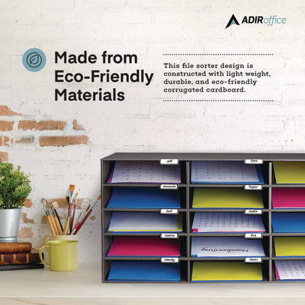 File Classroom Literature Organizer, 15 Sections, Letter Size, 32 x 13 x 17, Black