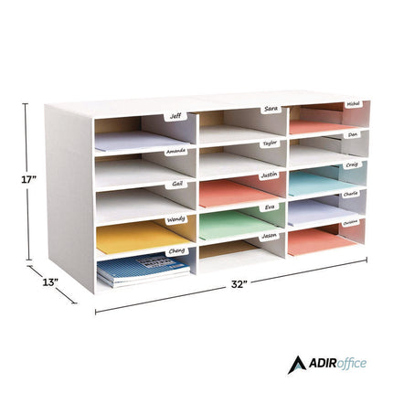 File Classroom Literature Organizer, 15 Sections, Letter Size, 32 x 13 x 17, White