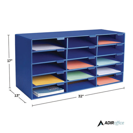 File Classroom Literature Organizer, 15 Sections, Letter Size, 32 x 13 x 17, Blue