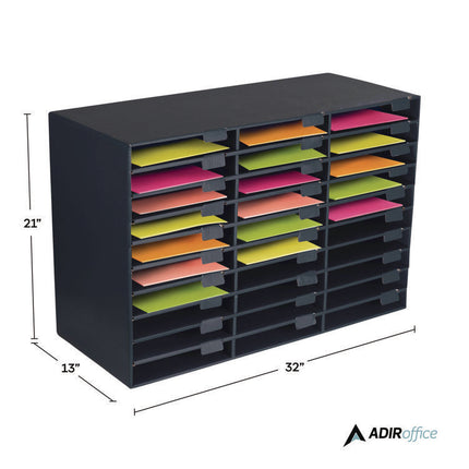 File Classroom Literature Organizer, 30 Sections, Letter Size, 32 x 13 x 21, Black