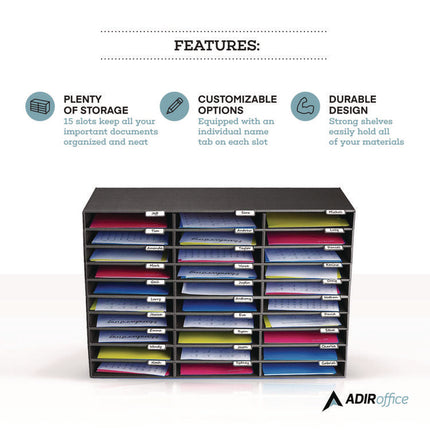 File Classroom Literature Organizer, 30 Sections, Letter Size, 32 x 13 x 21, Black