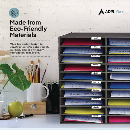 File Classroom Literature Organizer, 30 Sections, Letter Size, 32 x 13 x 21, Black