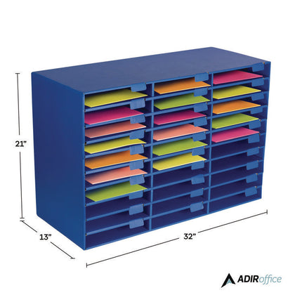 File Classroom Literature Organizer, 30 Sections, Letter Size, 32 x 13 x 21, Blue