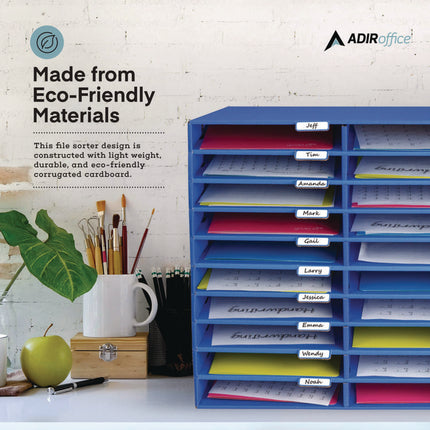File Classroom Literature Organizer, 30 Sections, Letter Size, 32 x 13 x 21, Blue