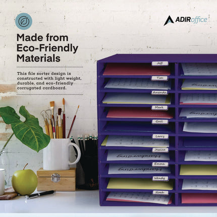 File Classroom Literature Organizer, 30 Sections, Letter Size, 32 x 13 x 21, Purple