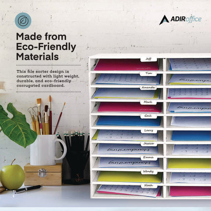File Classroom Literature Organizer, 30 Sections, Letter Size, 32 x 13 x 21, White