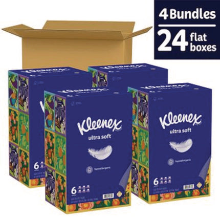 Ultra Soft Facial Tissue, 3-Ply, White, 120/Box, 6 Boxes/Pack, 4 Packs/Carton