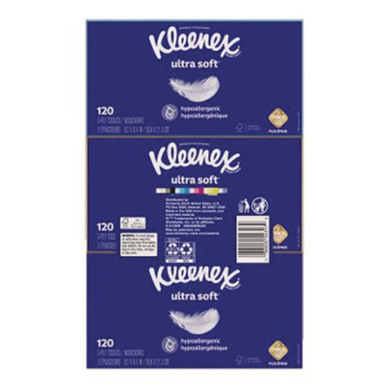 Ultra Soft Facial Tissue, 3-Ply, White, 120/Box, 6 Boxes/Pack, 4 Packs/Carton