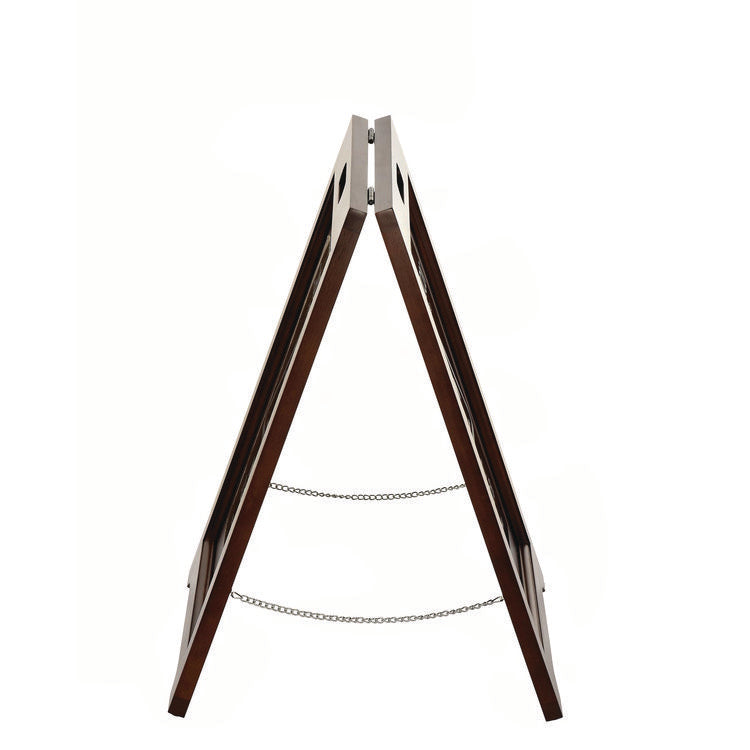 2-Sided Plated Wooden A-Frame Bilingual Wet Floor Sign, 15 x 2 x 24, Stainless Steel