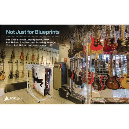 Blueprint Storage Cabinet Rolling Stand, Assorted Document Sizes Accommodated, 27" x 28.5" to 46.5" x 46" to 66", Gray