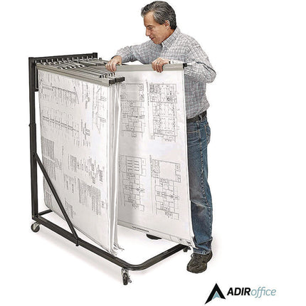 Blueprint Storage Cabinet Rolling Stand, Assorted Document Sizes Accomodated, 27" x 28.5" to 46.5" x 46" to 66", Black