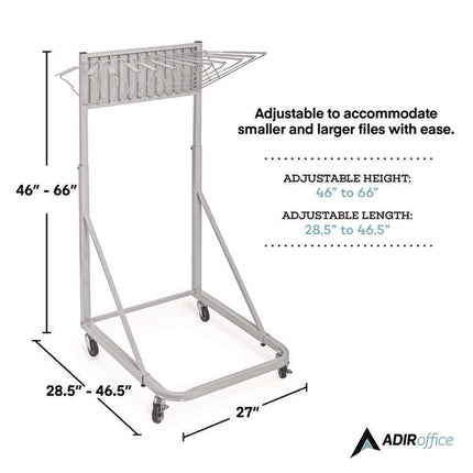 Blueprint Storage Cabinet Rolling Stand, Assorted Document Sizes Accommodated, 27" x 28.5" to 46.5" x 46" to 66", Gray