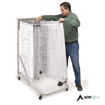Blueprint Storage Cabinet Rolling Stand, Assorted Document Sizes Accommodated, 27" x 28.5" to 46.5" x 46" to 66", Gray