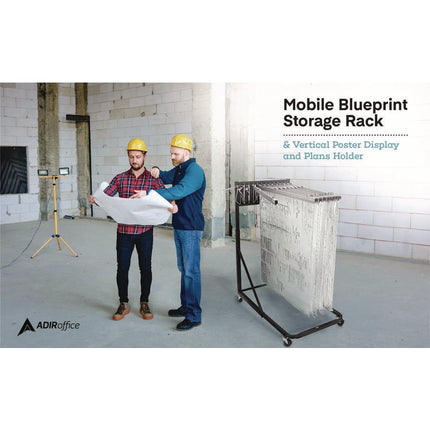 Blueprint Storage Cabinet Rolling Stand, Assorted Document Sizes Accomodated, 27" x 28.5" to 46.5" x 46" to 66", Blue