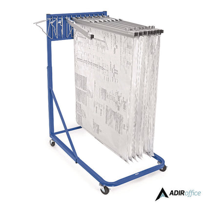 Blueprint Storage Cabinet Rolling Stand, Assorted Document Sizes Accomodated, 27" x 28.5" to 46.5" x 46" to 66", Blue