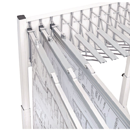 Blueprint Storage Cabinet Rolling Stand, Assorted Document Sizes Accomodated, 27" x 28.5" to 46.5" x 46" to 66", White