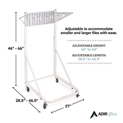 Blueprint Storage Cabinet Rolling Stand, Assorted Document Sizes Accomodated, 27" x 28.5" to 46.5" x 46" to 66", White