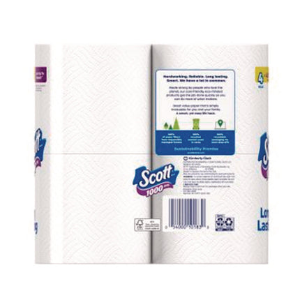 1000 Bathroom Tissue, Septic Safe, 1-Ply, White, 1,000 Sheets/Roll, 4 Rolls/Pack, 12 Packs/Carton