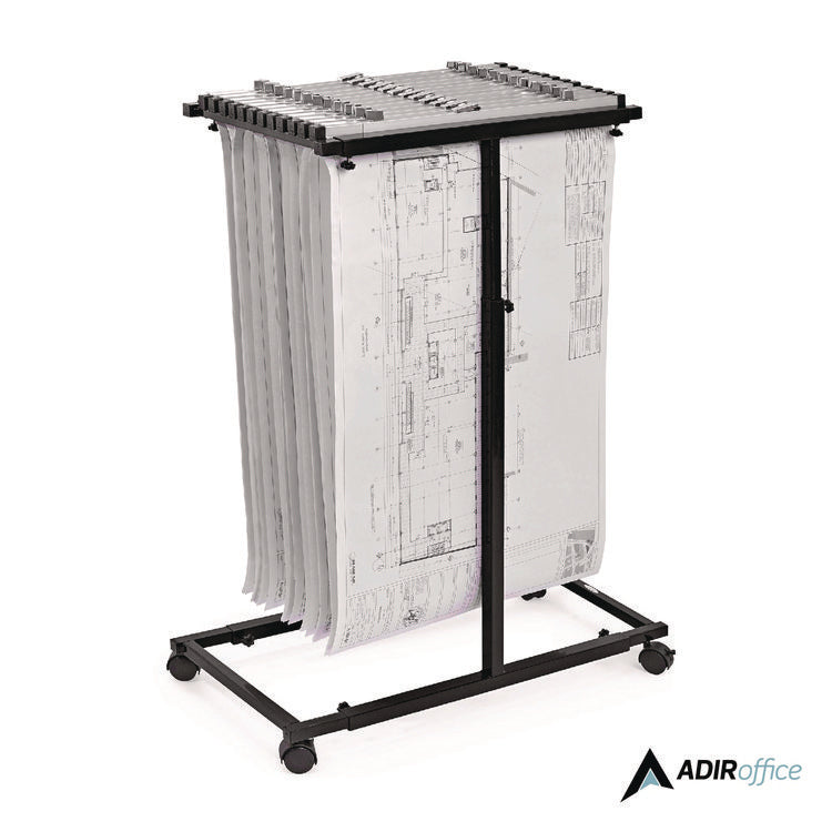 Blueprint Storage Cabinet Steel Vertical Plan Center, Assorted Document Sizes,15" x 27" to 47.25" x 32.5" to 57", Black