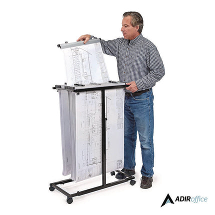 Blueprint Storage Cabinet Steel Vertical Plan Center, Assorted Document Sizes,15" x 27" to 47.25" x 32.5" to 57", Black