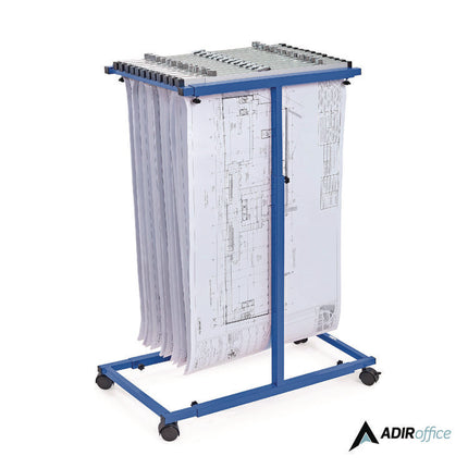 Blueprint Storage Cabinet Steel Vertical Plan Center, Assorted Document Sizes, 15" x 27" to 47.25" x 32.5" to 57", Blue