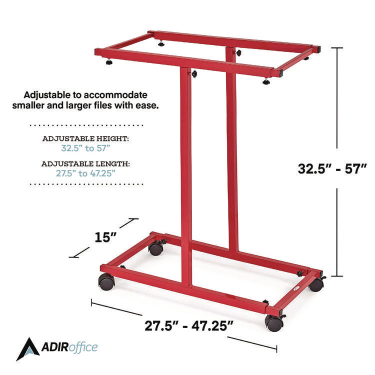 Blueprint Storage Cabinet Steel Vertical Plan Center, Assorted Document Sizes, 15" x 27" to 47.25" x 32.5" to 57", Red