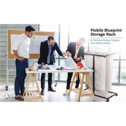 Blueprint Storage Cabinet Steel Vertical Plan Center, Assorted Document Sizes,15" x 27" to 47.25" x 32.5" to 57", Black