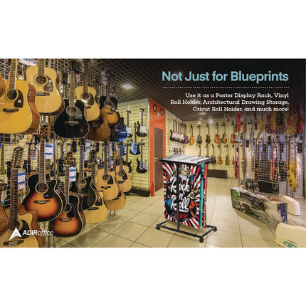 Blueprint Storage Cabinet Steel Vertical Plan Center, Assorted Document Sizes,15" x 27" to 47.25" x 32.5" to 57", Black