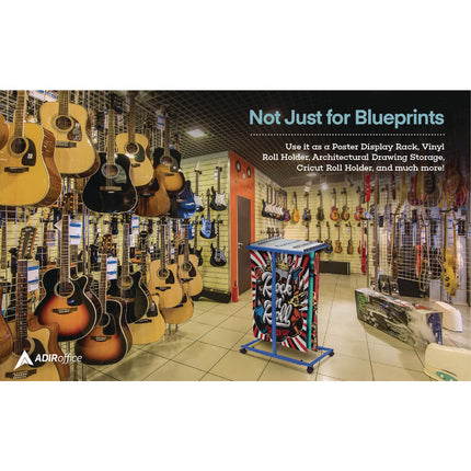 Blueprint Storage Cabinet Steel Vertical Plan Center, Assorted Document Sizes, 15" x 27" to 47.25" x 32.5" to 57", Blue