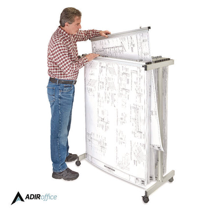 Expandable Blueprint Storage Cabinet Mobile Plan Center, Assorted Document Sizes, 20.5" x 28" to 46.5" x 50.75", Beige