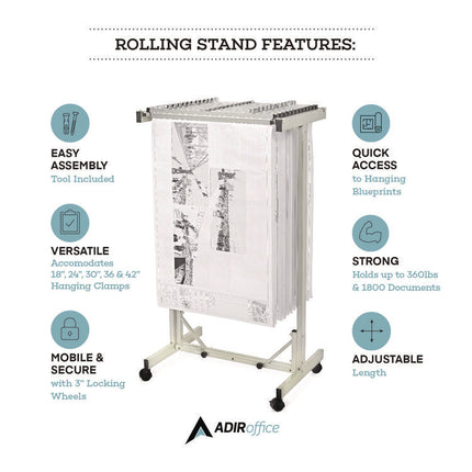 Expandable Blueprint Storage Cabinet Mobile Plan Center, Assorted Document Sizes, 20.5" x 28" to 46.5" x 50.75", Beige