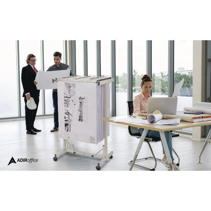 Expandable Blueprint Storage Cabinet Mobile Plan Center, Assorted Document Sizes, 20.5" x 28" to 46.5" x 50.75", Beige