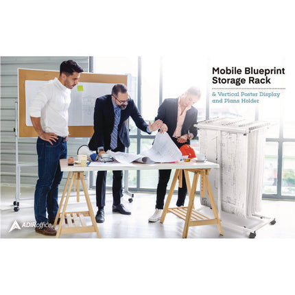 Blueprint Storage Cabinet Steel Vertical Plan Center, Assorted Document Sizes, 15" x 27" to 47.25" x 32.5" to 57", White